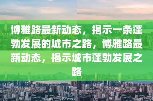 博雅路最新動態(tài)，揭示一條蓬勃發(fā)展的城市之路，博雅路最新動山東水清源環(huán)?？萍加邢薰緫B(tài)，揭示城市蓬勃發(fā)展之路