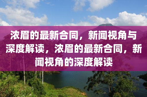 濃眉的最新合同，新聞視角與深度解讀，濃眉的最新合同，新聞視角的深度解讀